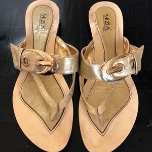 Mizia gold sandals. Made in Paris. Size 10